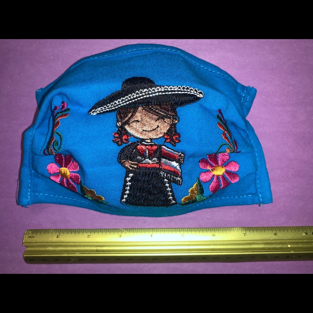 Mexican embroidered 3-layer mask